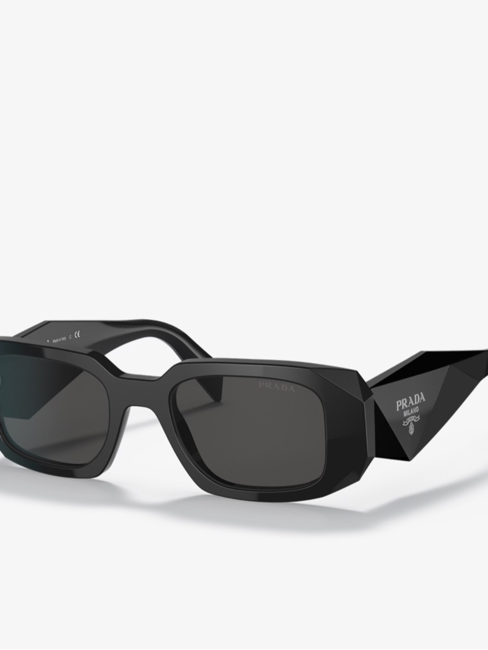 Prada Black Faceted Temple Sunglasses